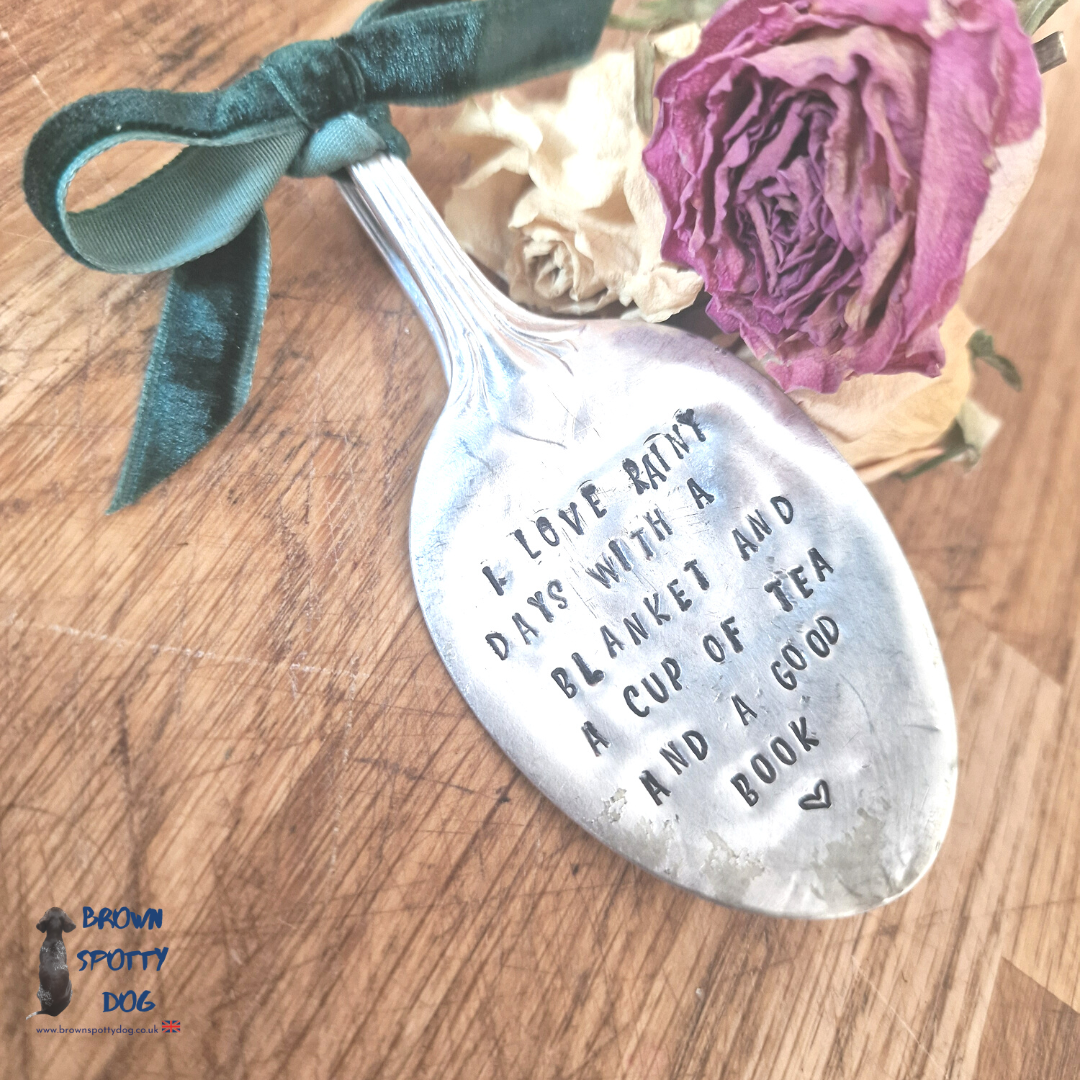 "I Love Rainy Days..." Large Vintage Silver Plate Spoon Bookmark