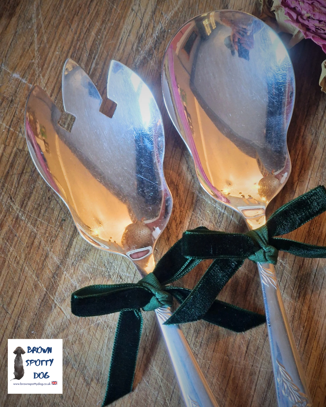 Vintage Salad Servers with Unique Floral Handles
