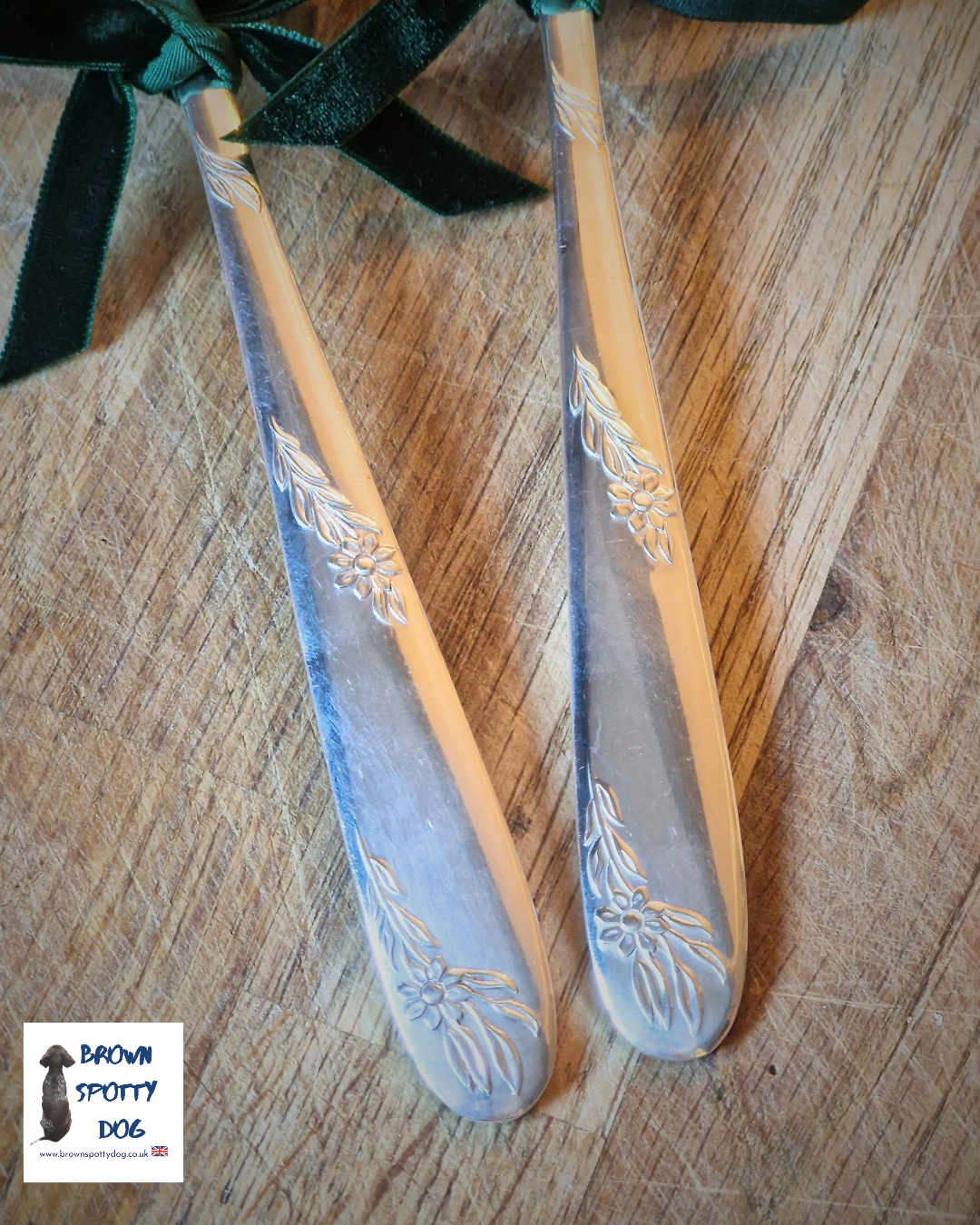 Vintage Salad Servers with Unique Floral Handles