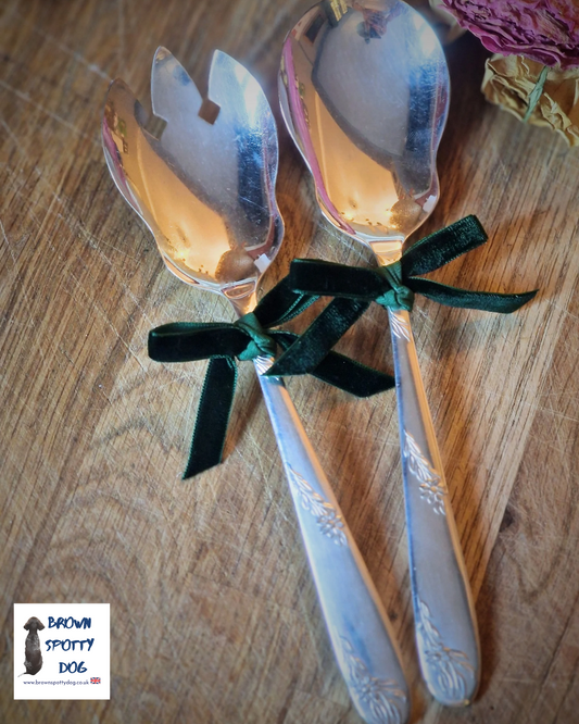 Vintage Salad Servers with Unique Floral Handles