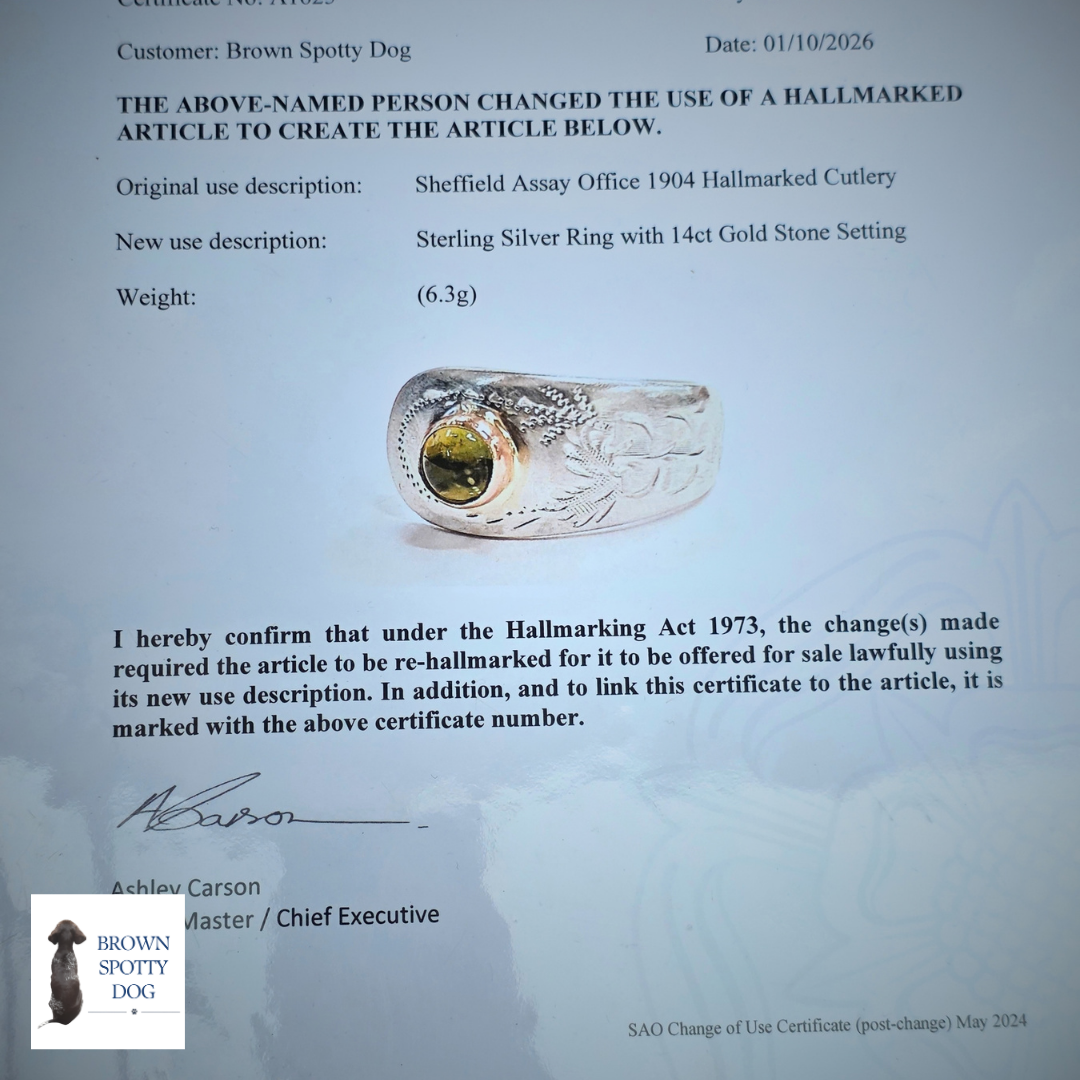 Sheffield 1904 Antique Silver Spoon Ring, complete with Change of Use Certification - A1625