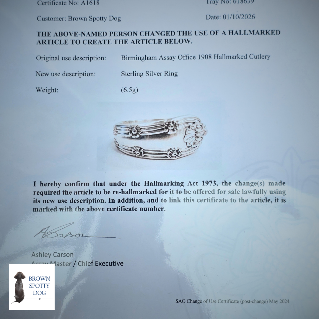 Sheffield 1908 Antique Silver Spoon Ring, complete with Change of Use Certification - A1618