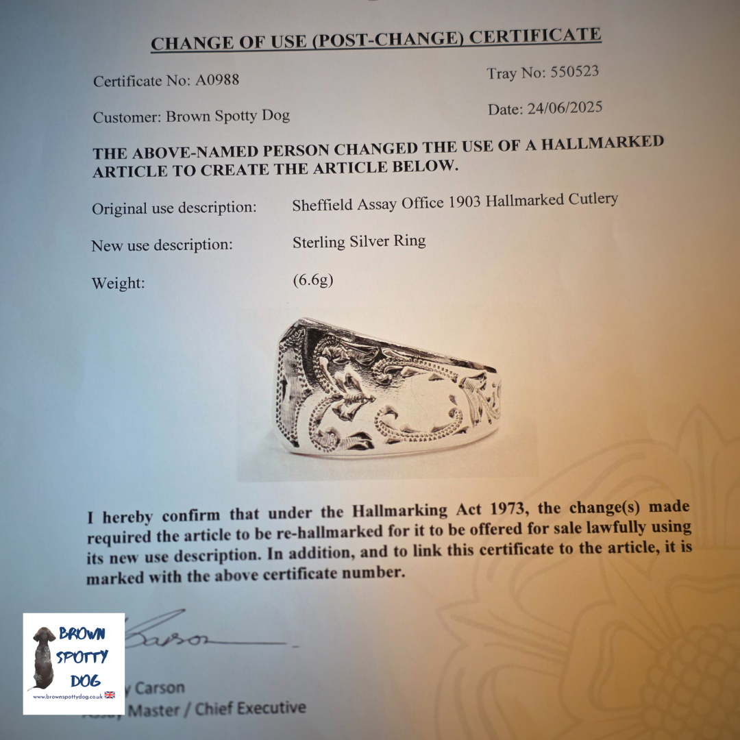 Sheffield 1903 Antique Silver Spoon Ring, complete with Change of Use Certification - A0988