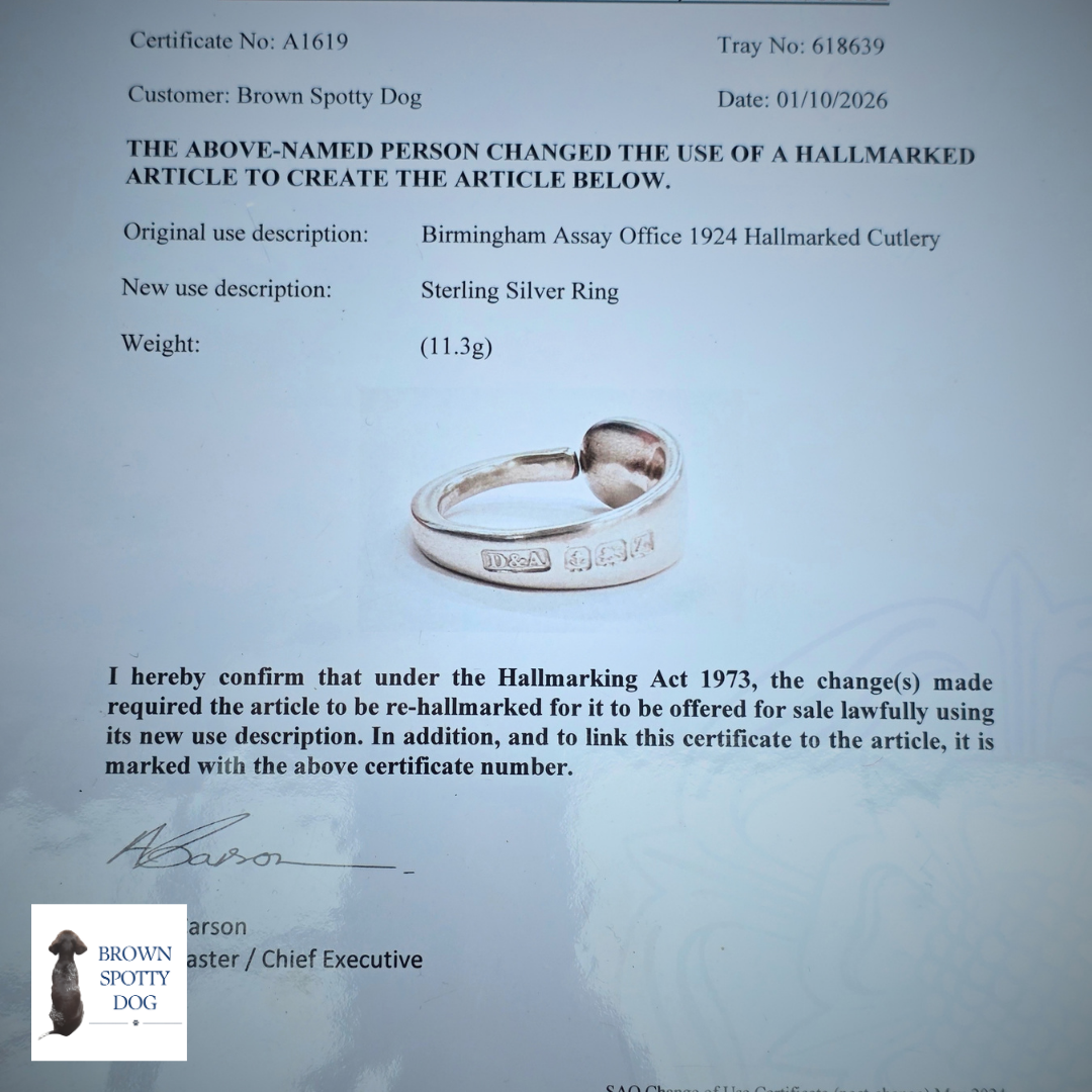 Sheffield 1924 Antique Silver Spoon Ring, complete with Change of Use Certification - A1619