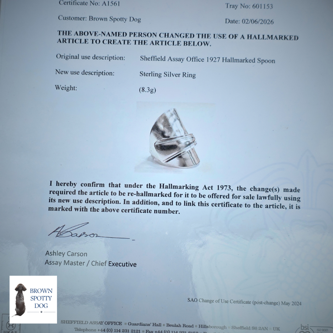 Sheffield 1927 Antique Silver Spoon Ring, complete with Change of Use Certification - A1561