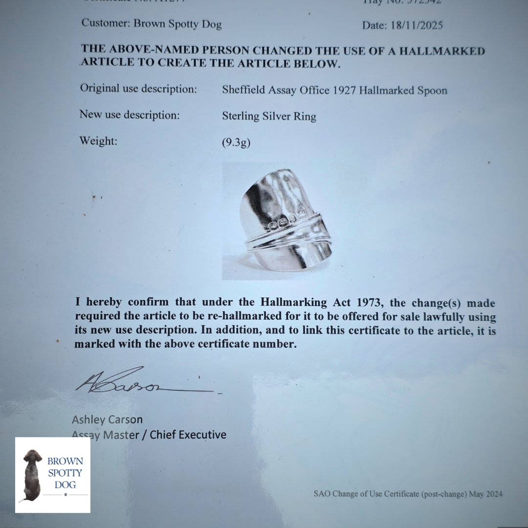 Sheffield 1927 Antique Silver Spoon Ring, complete with Change of Use Certification - A1277