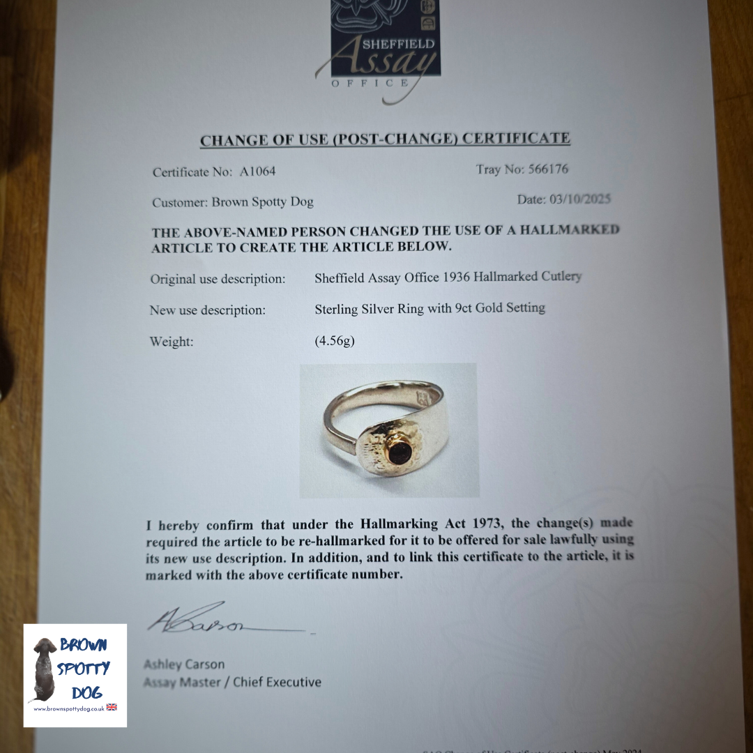 Sheffield 1936 Antique Silver Spoon Ring, complete with Change of Use Certification - A1064