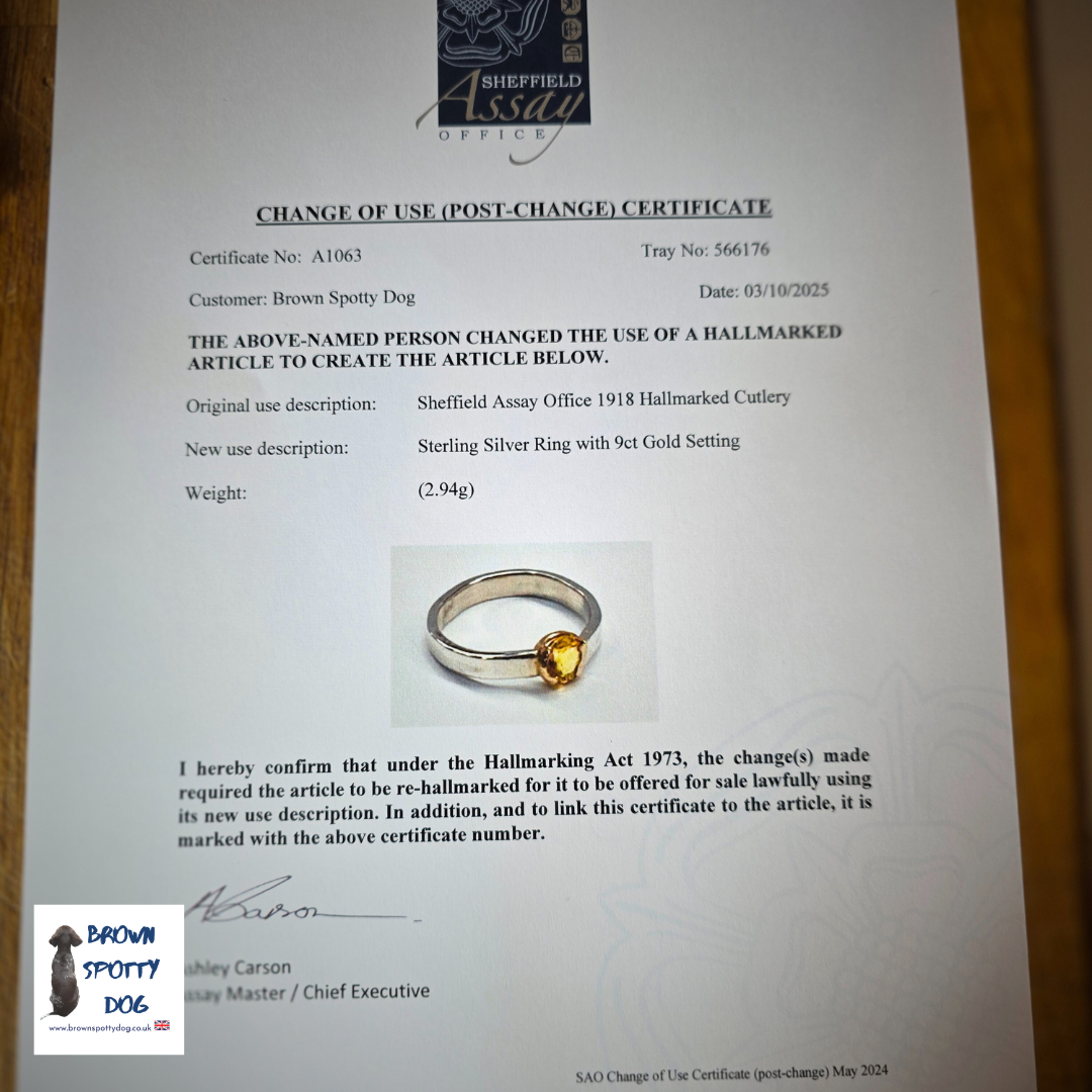 Sheffield 1918 Antique Silver Spoon Ring, complete with Change of Use Certification - A1063