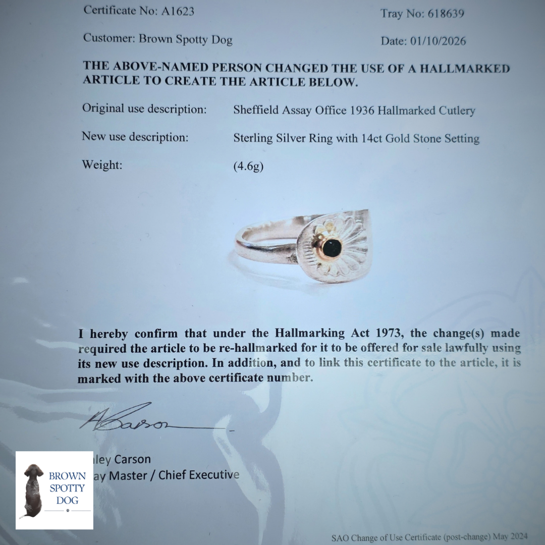 Sheffield 1936 Antique Silver Spoon Ring, complete with Change of Use Certification - A1623