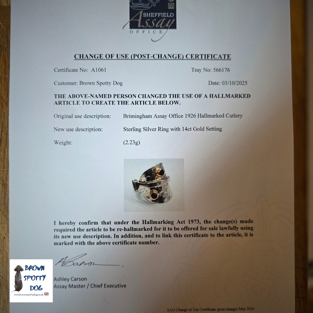 Birmingham 1926 Antique Silver Spoon Ring, complete with Change of Use Certification - A1061