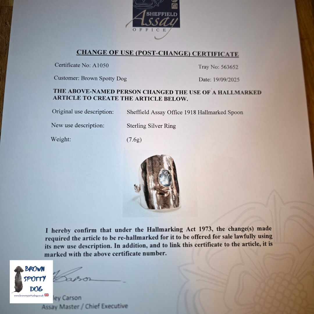 Sheffield 1918 Antique Silver Spoon Ring, complete with Change of Use Certification - A1050