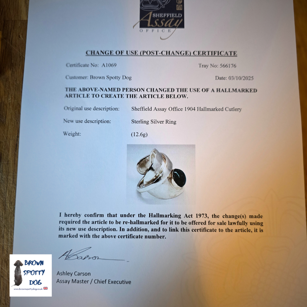 Sheffield 1904 Antique Silver Spoon Ring, complete with Change of Use Certification - A1069