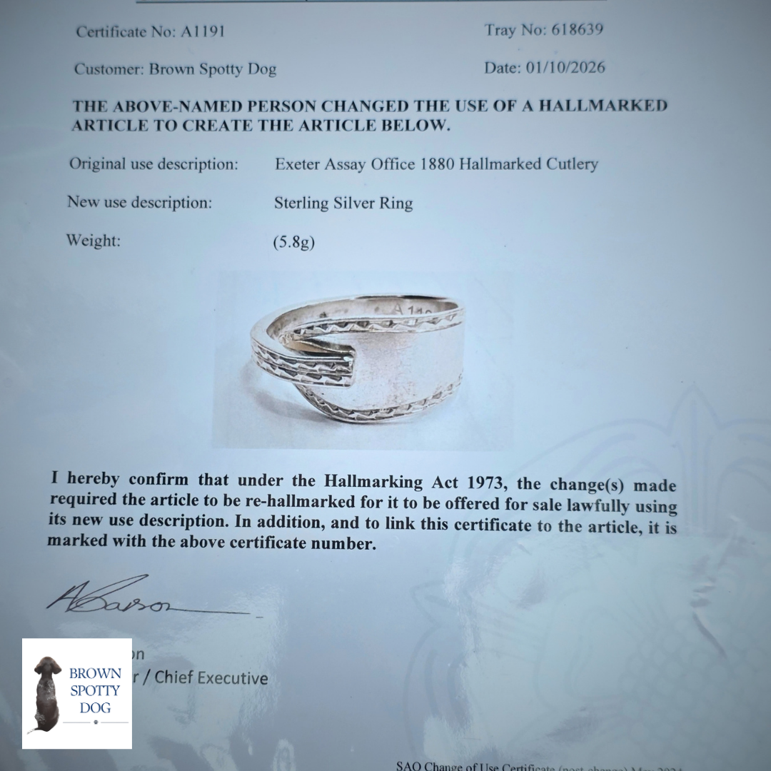 Exeter 1880 Antique Silver Spoon Ring, complete with Change of Use Certification - A1191