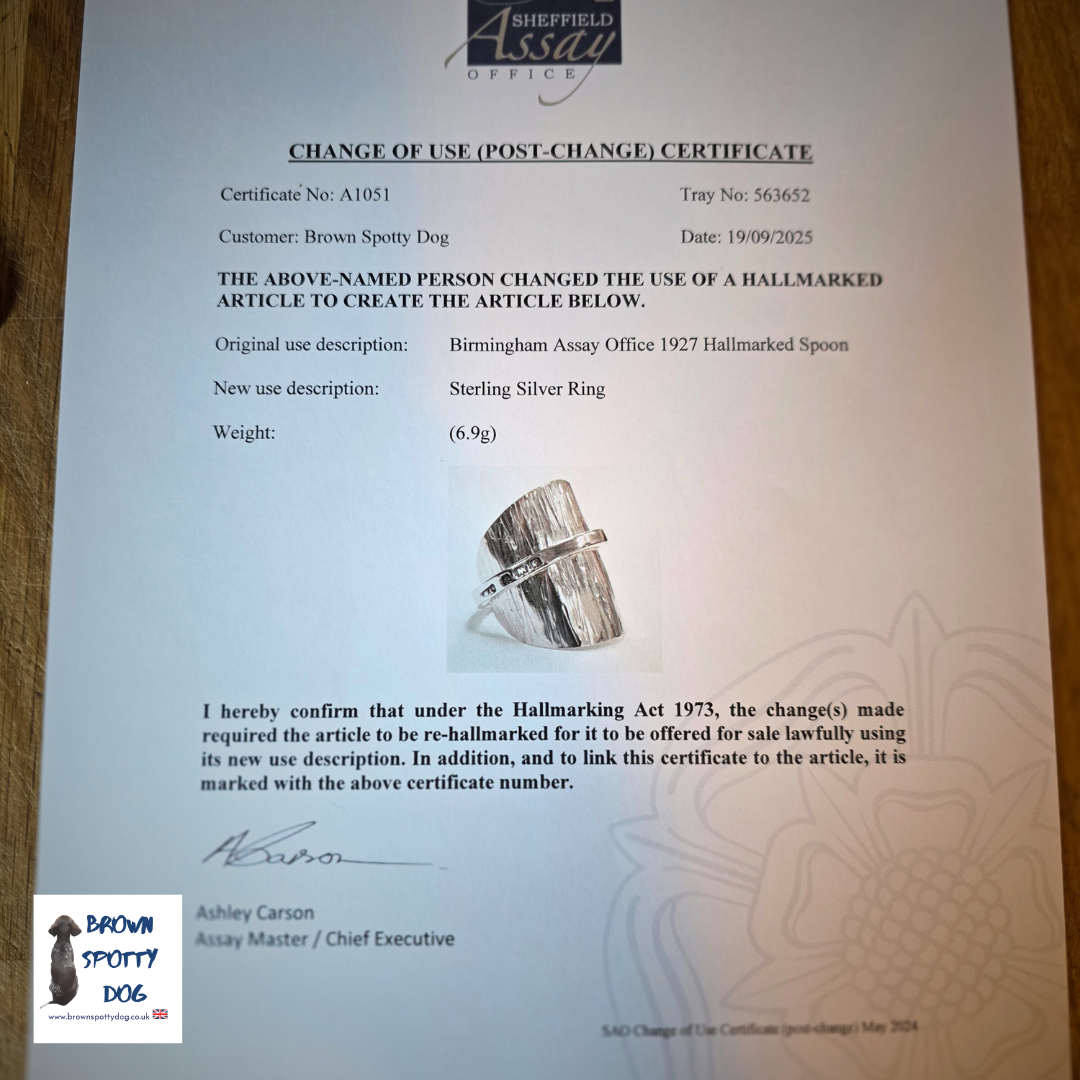 Birmingham 1927 Antique Silver Spoon Ring, complete with Change of Use Certification - A1051