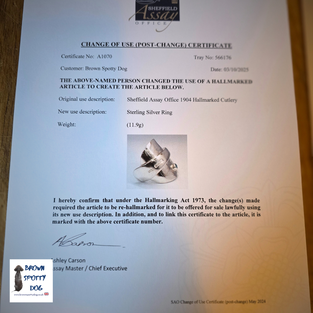 Sheffield 1904 Antique Silver Spoon Ring, complete with Change of Use Certification - A1070