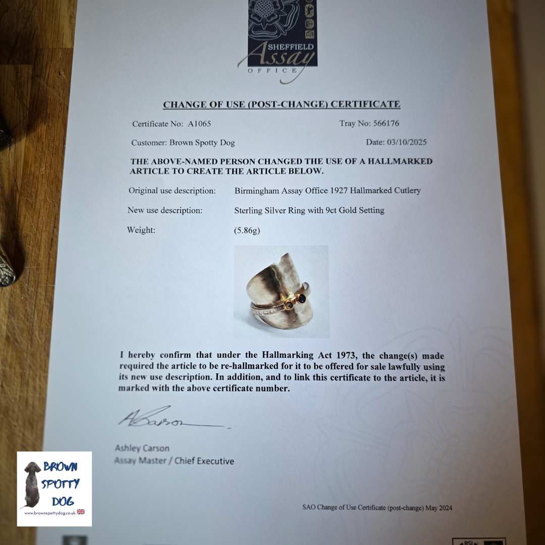 Birmingham 1927 Antique Silver Spoon Ring, complete with Change of Use Certification - A1065