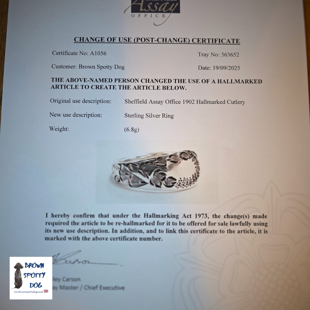 Sheffield 1902 Antique Silver Spoon Ring, complete with Change of Use Certification - A1056
