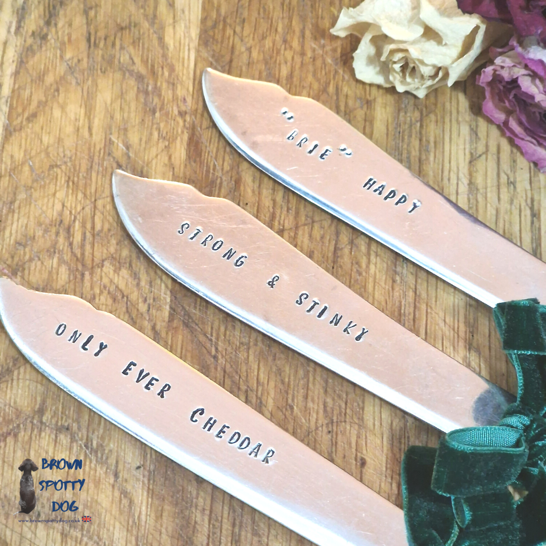 Vintage Cheese knives 'Only Ever Cheddar'