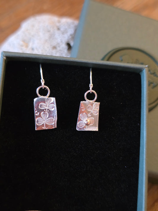 1893 Antique .925 Silver Spoon Earrings with 9ct Gold Accent Ball - Short