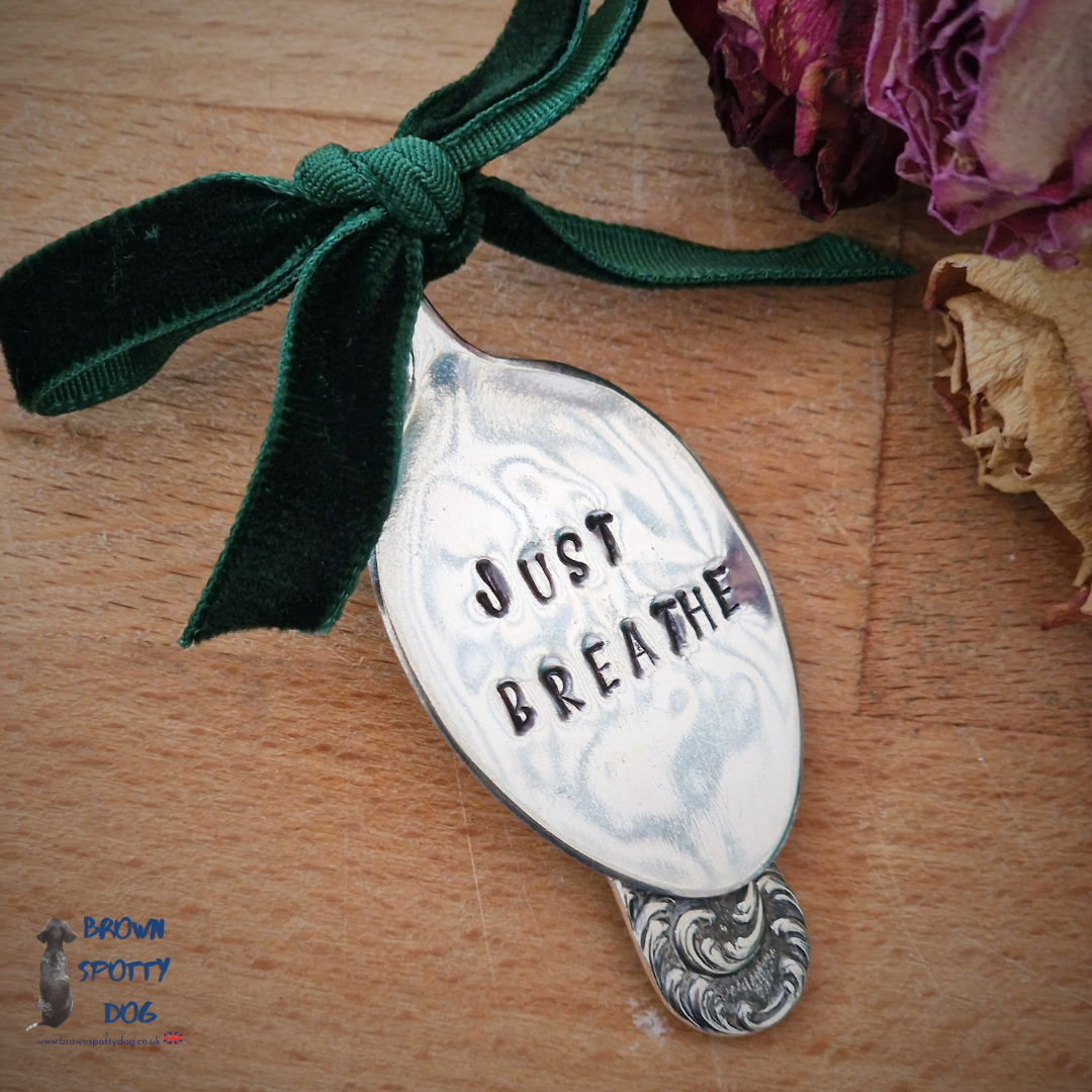 "Just Breathe" Small Vintage Silver Plate Spoon Bookmark