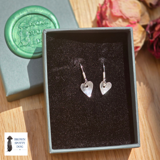 Heart Reticulated Silver Earrings