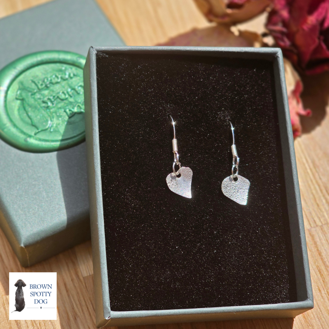 Heart Reticulated Silver Earrings