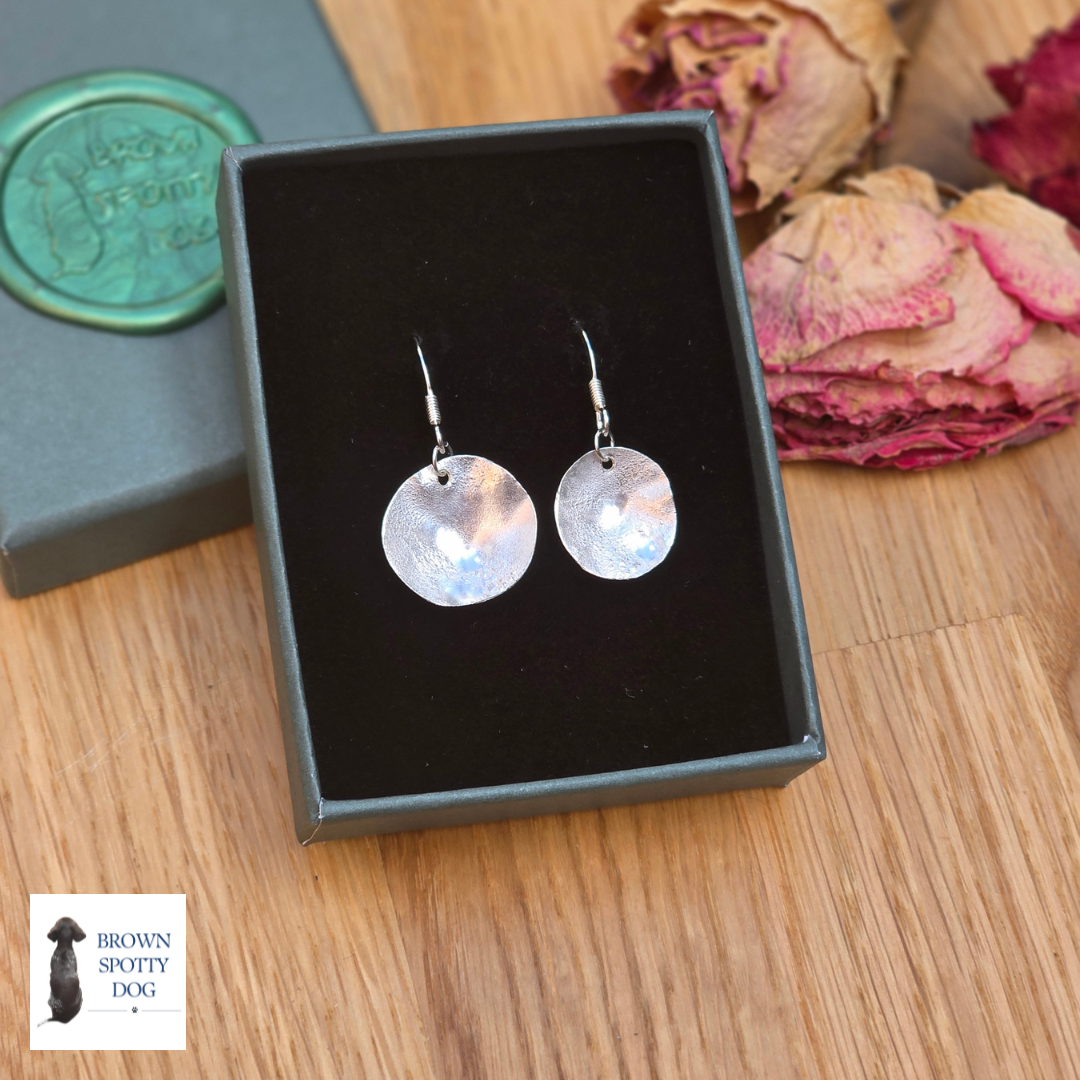 Large Round Reticulated Silver Earrings