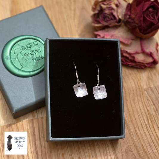 Square Reticulated Silver Earrings