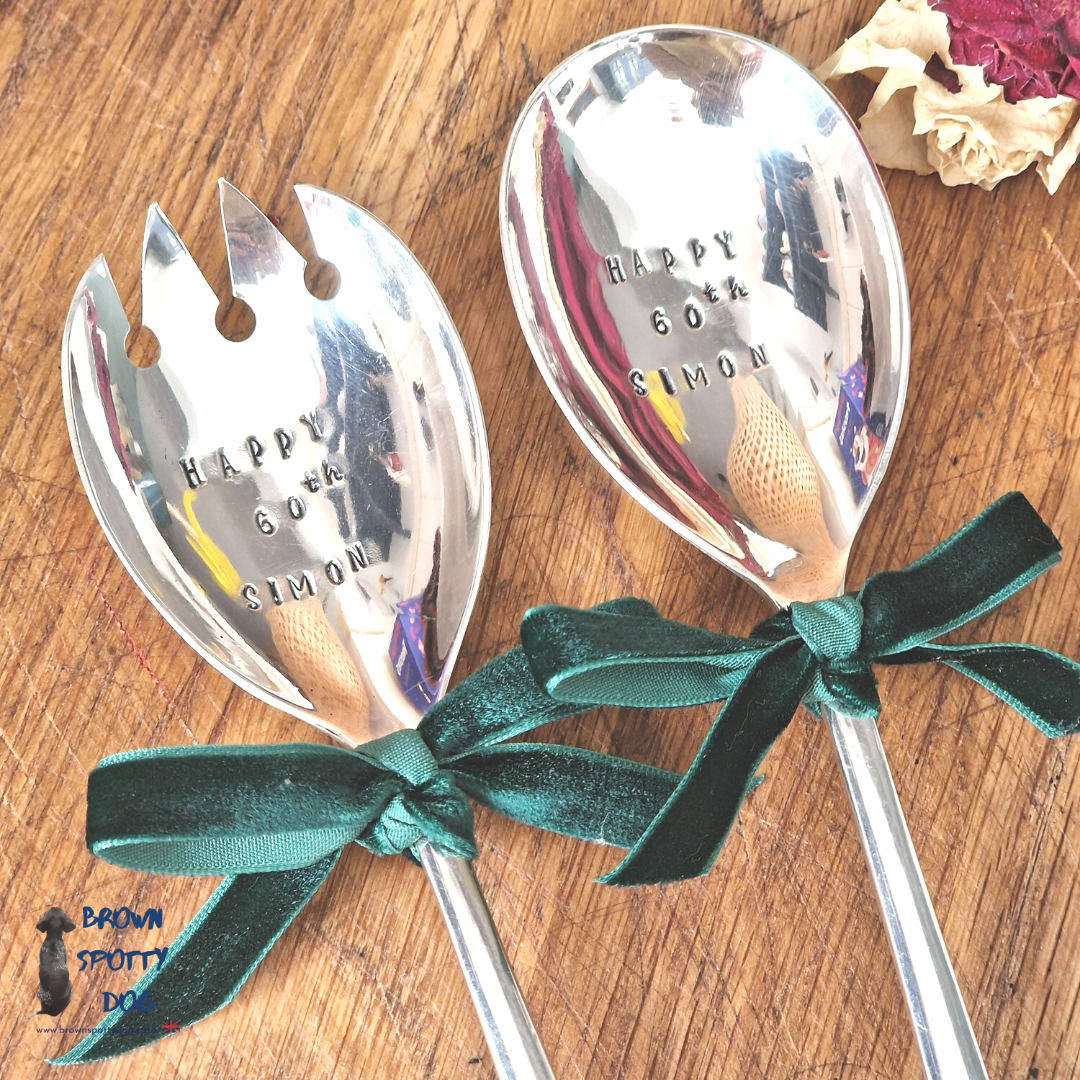 Personalise your own vintage Salad Servers with a Unique Art Deco Handle