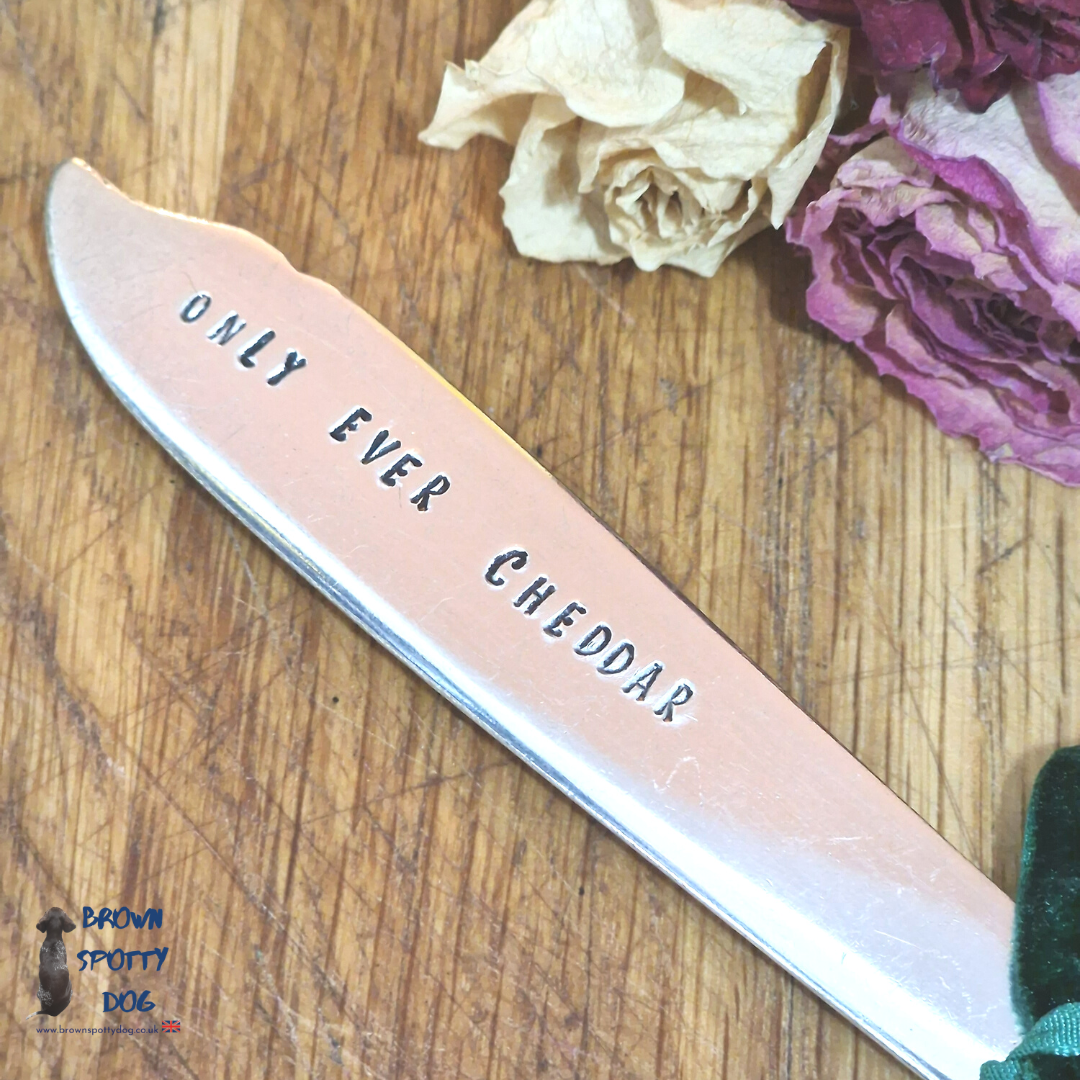 Vintage Cheese knives 'Only Ever Cheddar'