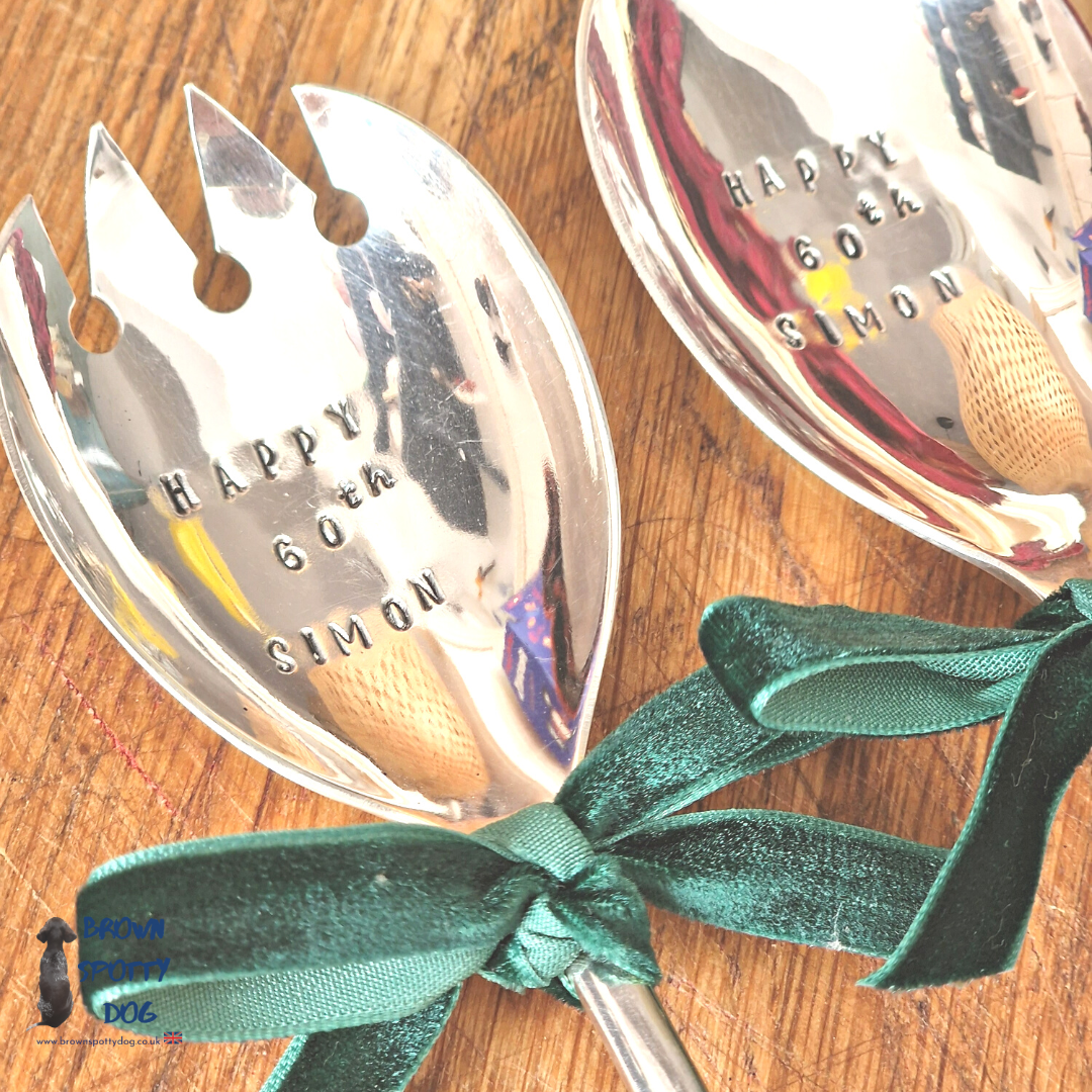 Personalise your own vintage salad servers with a classic design