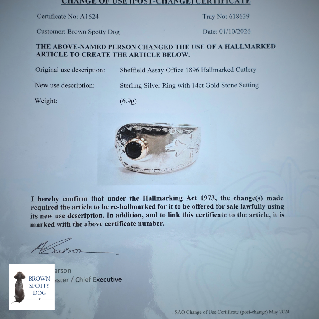 Sheffield 1896 Antique Silver Spoon Ring, complete with Change of Use Certification - A1624