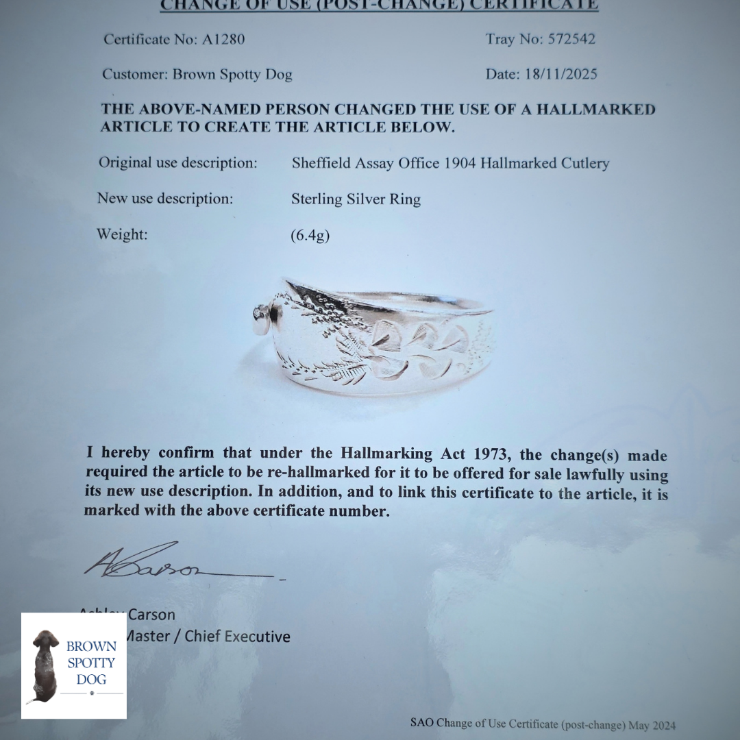 Sheffield 1904 Antique Silver Spoon Ring, complete with Change of Use Certification - A1280