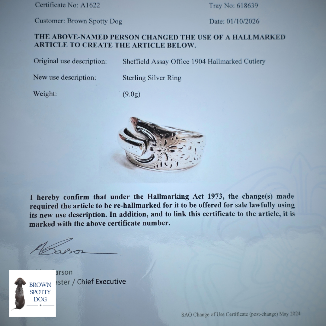 Sheffield 1904 Antique Silver Spoon Ring, complete with Change of Use Certification - A1622