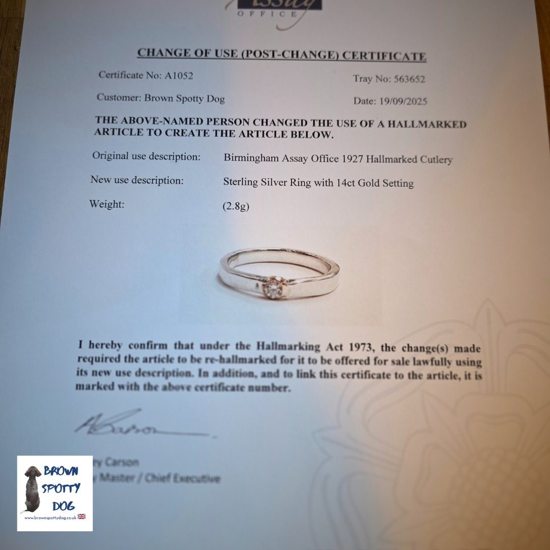 Birmingham 1927 Antique Silver Spoon Ring, complete with Change of Use Certification - A1052