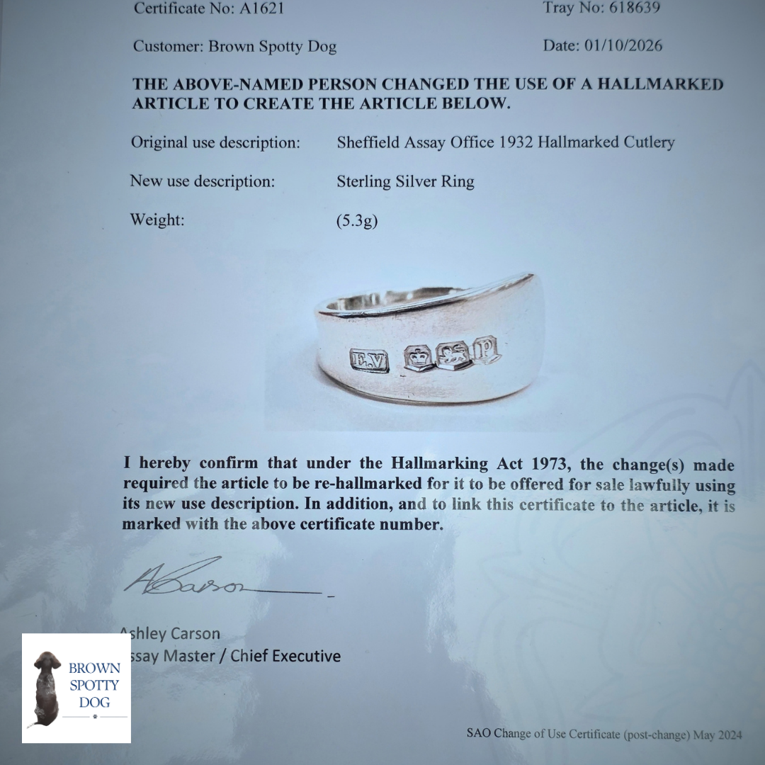 Sheffield 1932 Antique Silver Spoon Ring, complete with Change of Use Certification - A1621