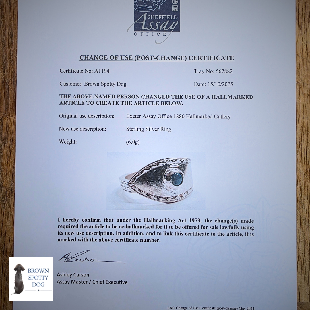 Exeter 1880 Antique Silver Spoon Ring, complete with Change of Use Certification - A1194